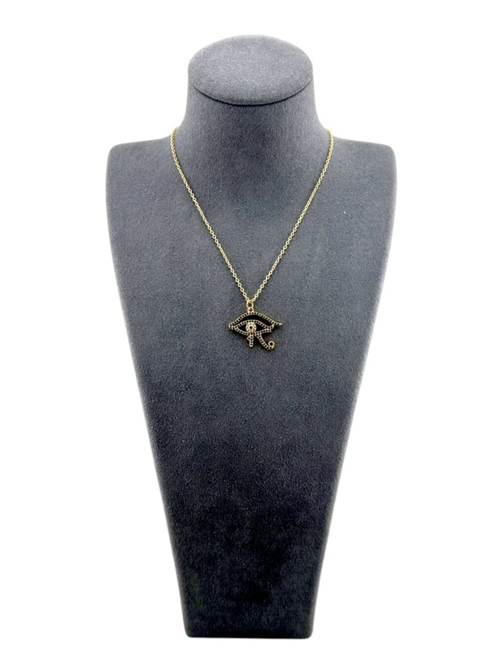 Eye of Horus Necklace 18K Gold Filled Egyptian Pendant Blue Green 16-18" - Picture 5 of 11